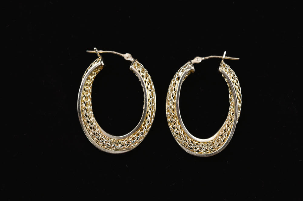 14K Gold Filigree Hoop Earrings EBTH