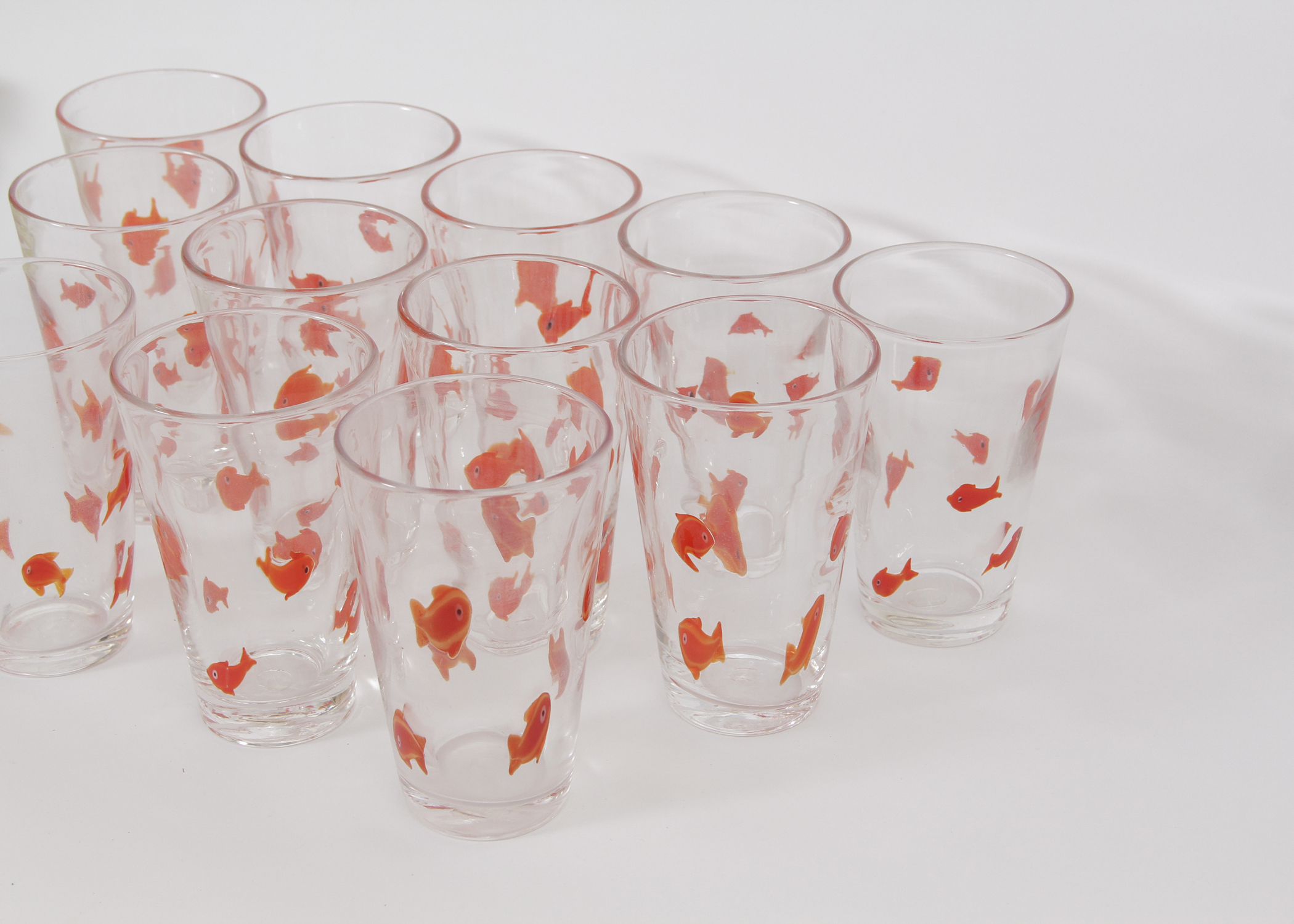 Set of Goldfish Glasses from Crate and Barrel EBTH