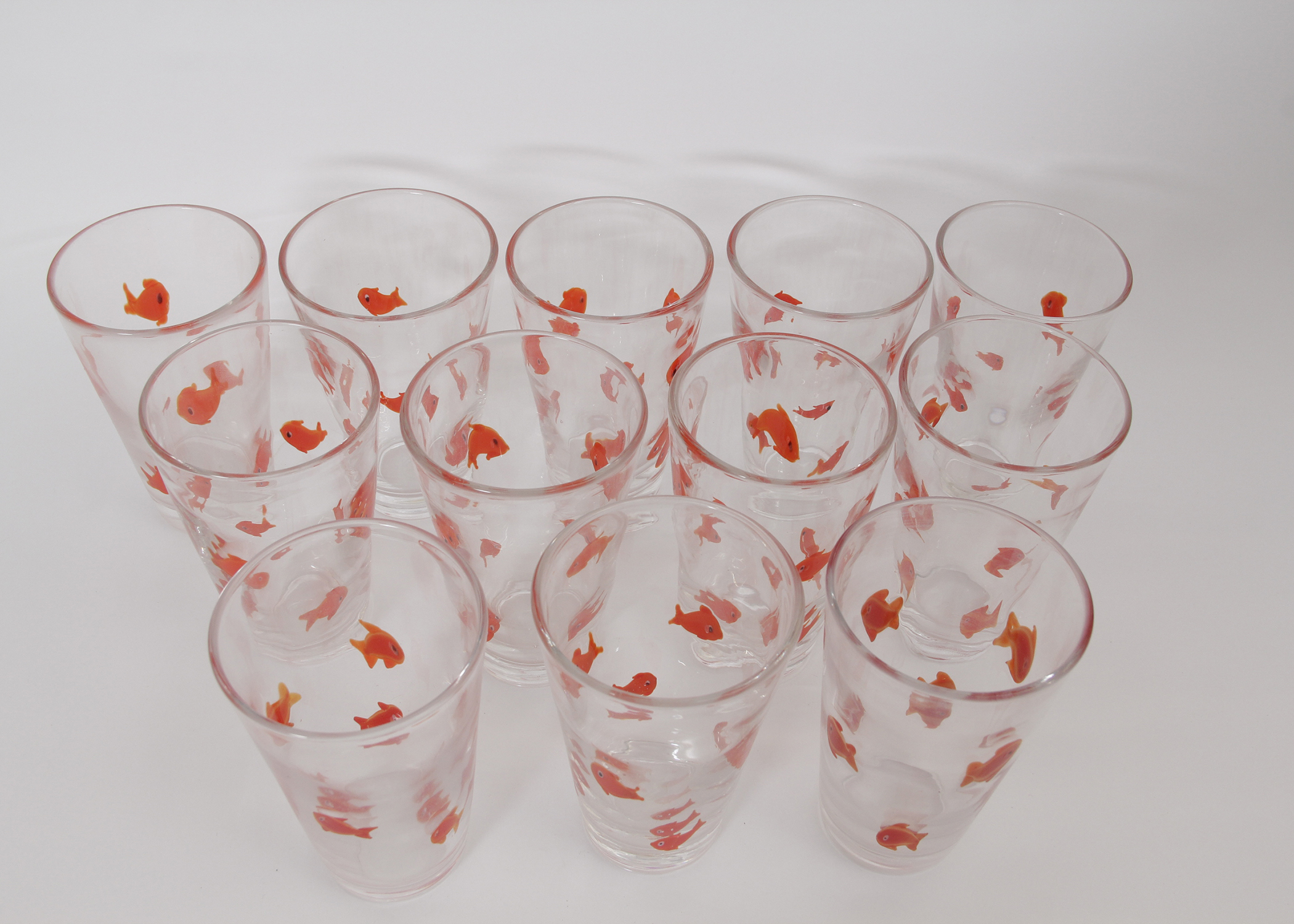 Set of Goldfish Glasses from Crate and Barrel EBTH