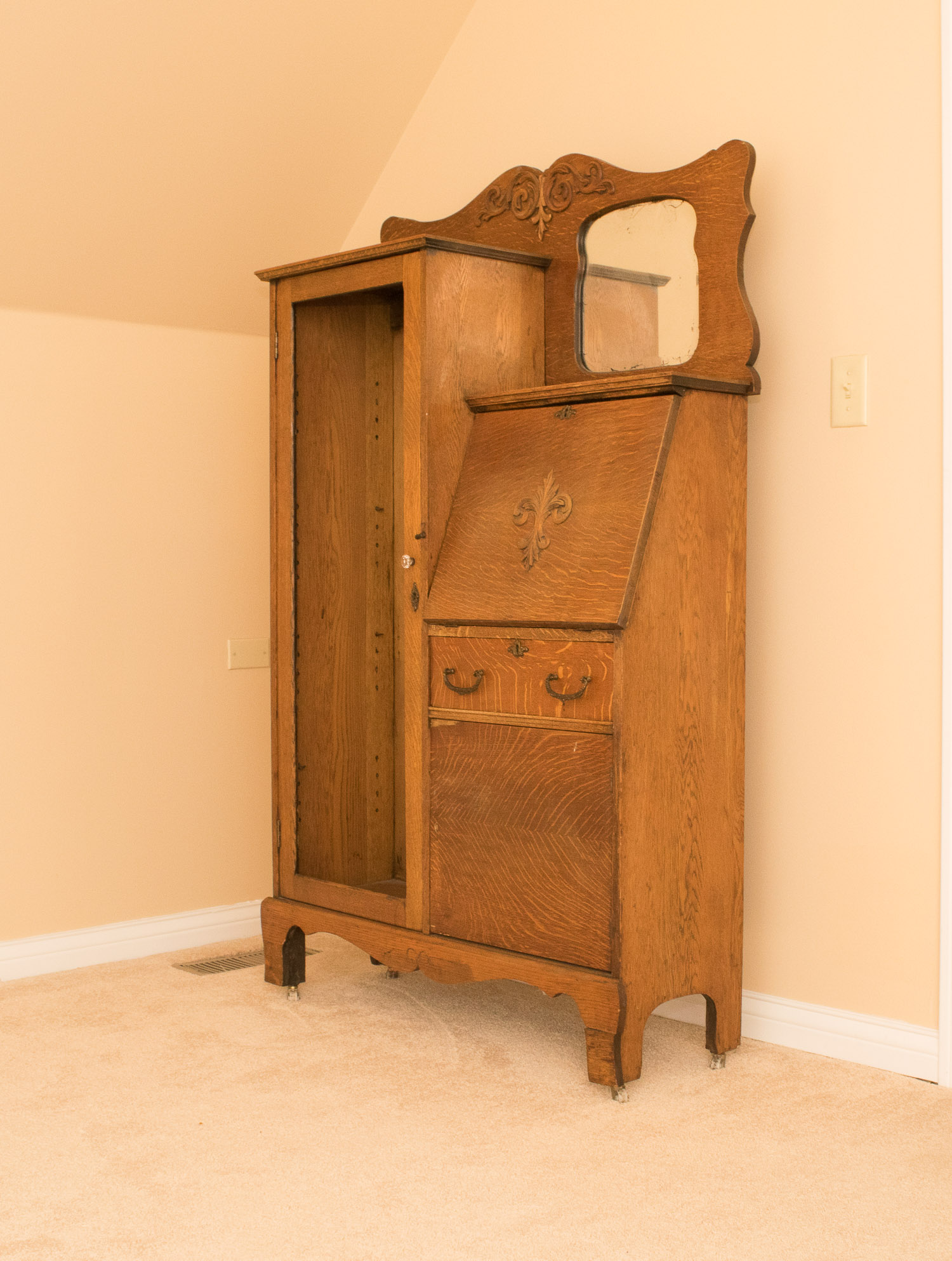 Antique Oak Secretary Desk and Bookcase EBTH