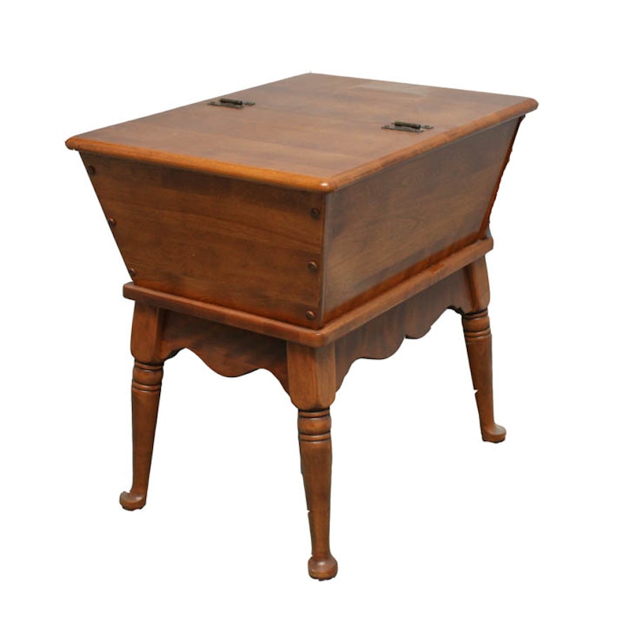 Ethan Allen Flip Top Dough Box End Table EBTH ethan-allen-flip-top-dough-box-end-table-ebth