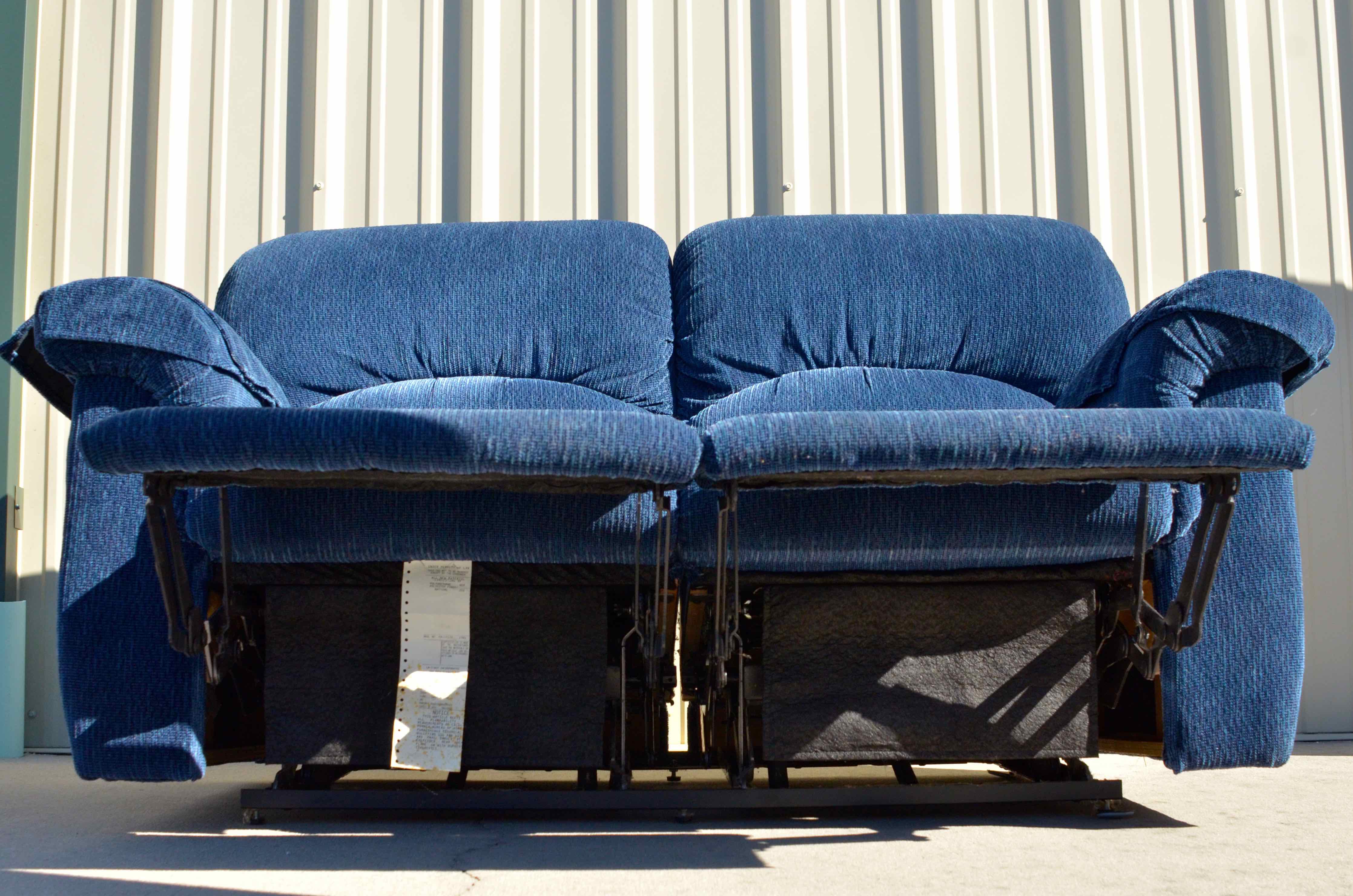 LaZBoy Loveseat Recliner in Blue Velour EBTH