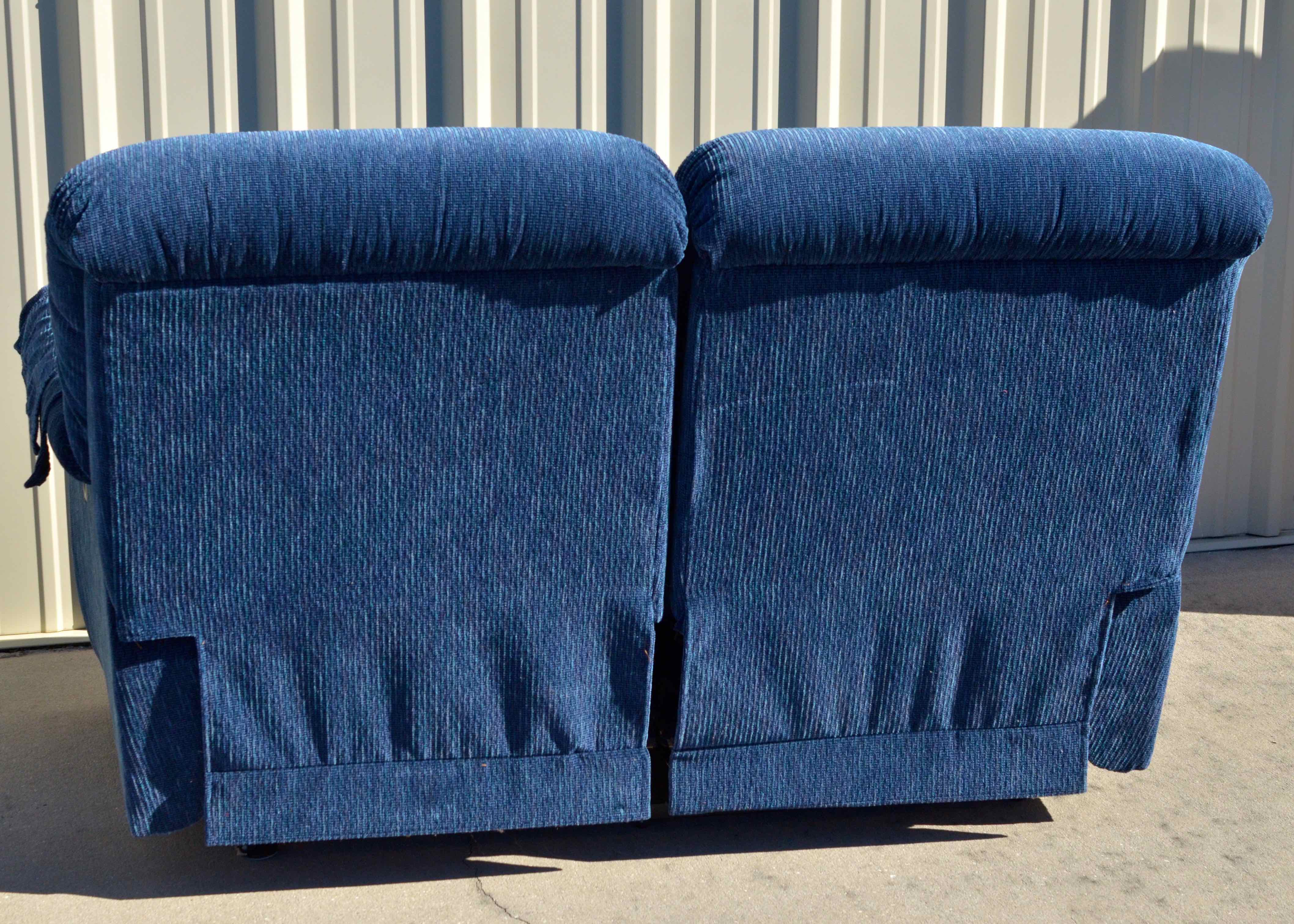 LaZBoy Loveseat Recliner in Blue Velour EBTH