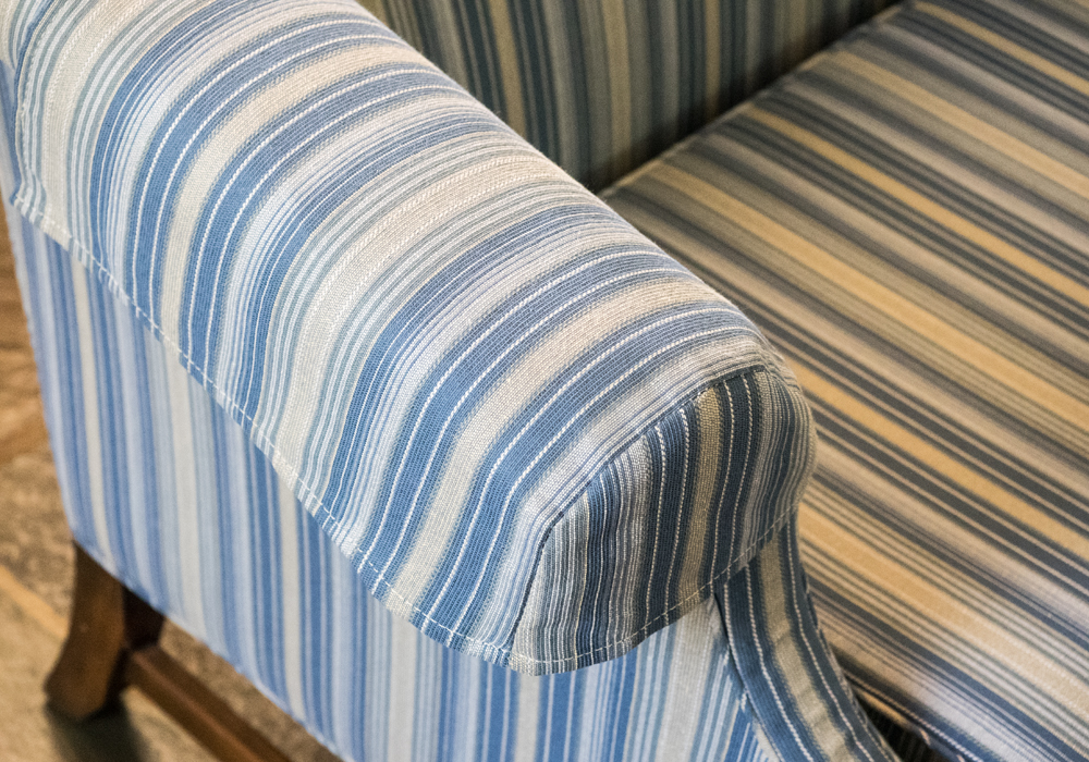 Blue Striped Love Seat EBTH