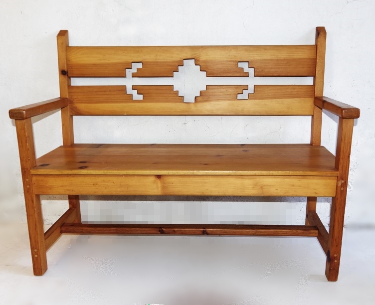 Pine Hall Bench with Southwest Theme EBTH