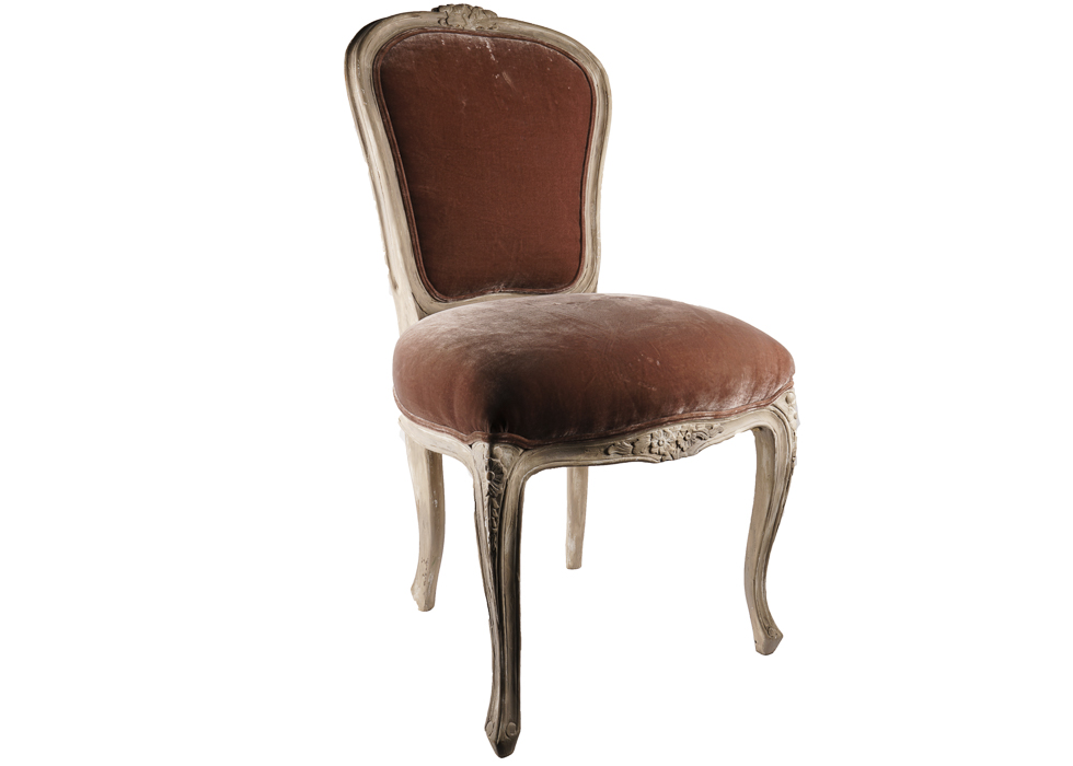 French Provincial Style Velvet Covered Side Chair | EBTH
