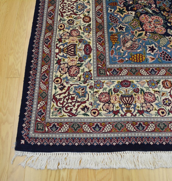 Jerry Aziz Persian Tabriz Style Navy Wool Vase Rug EBTH