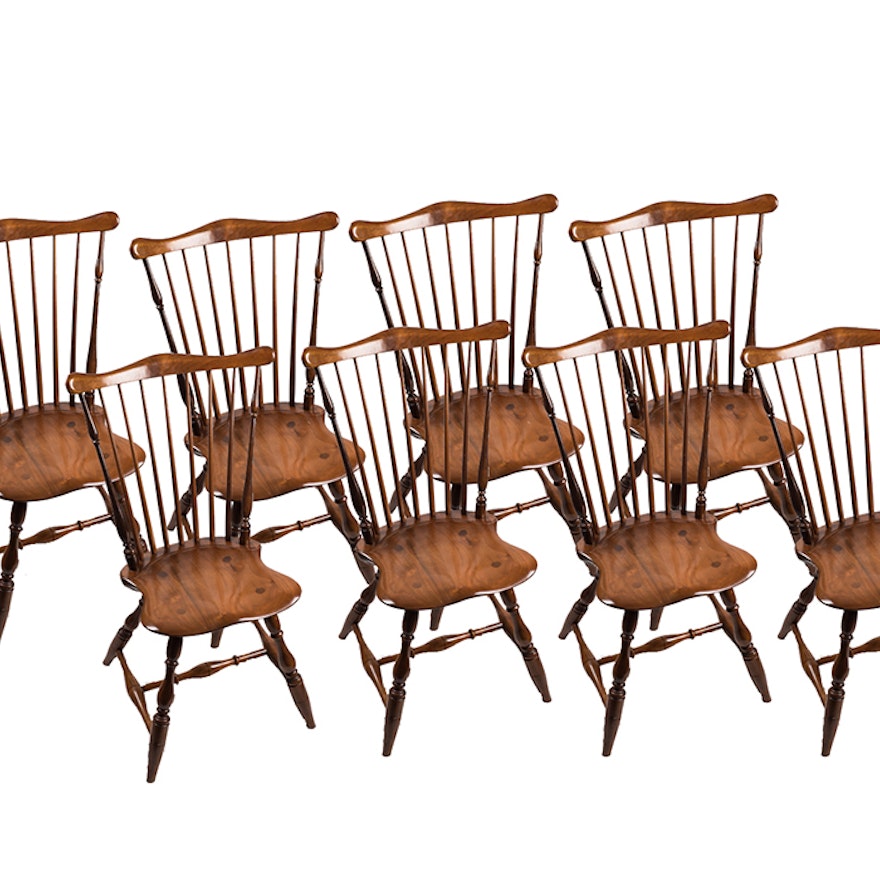 Hand Crafted Robert Treate Hogg Cherry Windsor Dining Chairs Ebth Hand Crafted Robert Treate Hogg Cherry Windsor Dining Chairs