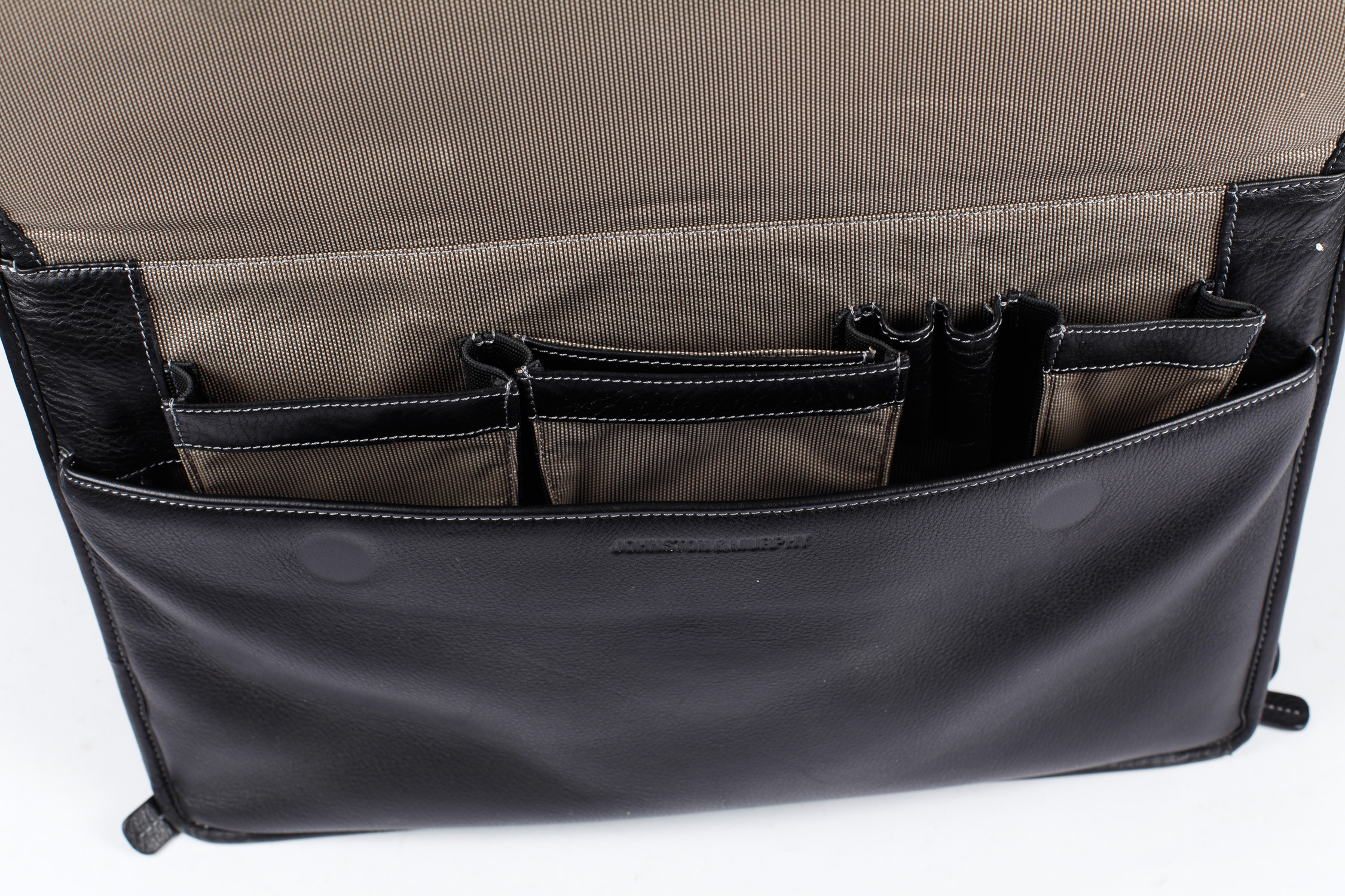 Johnston and Murphy Black Leather Briefcase EBTH