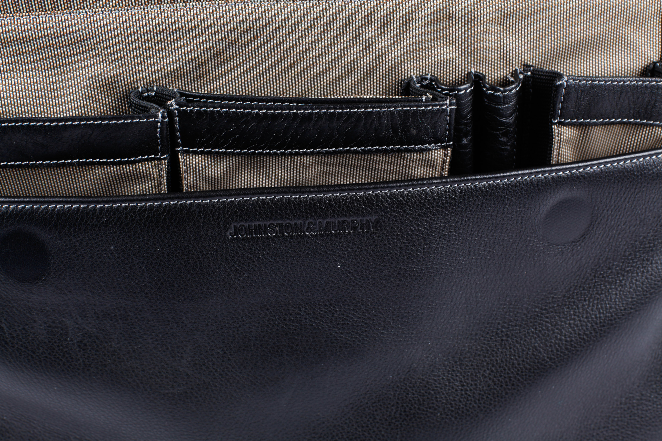 Johnston and Murphy Black Leather Briefcase EBTH