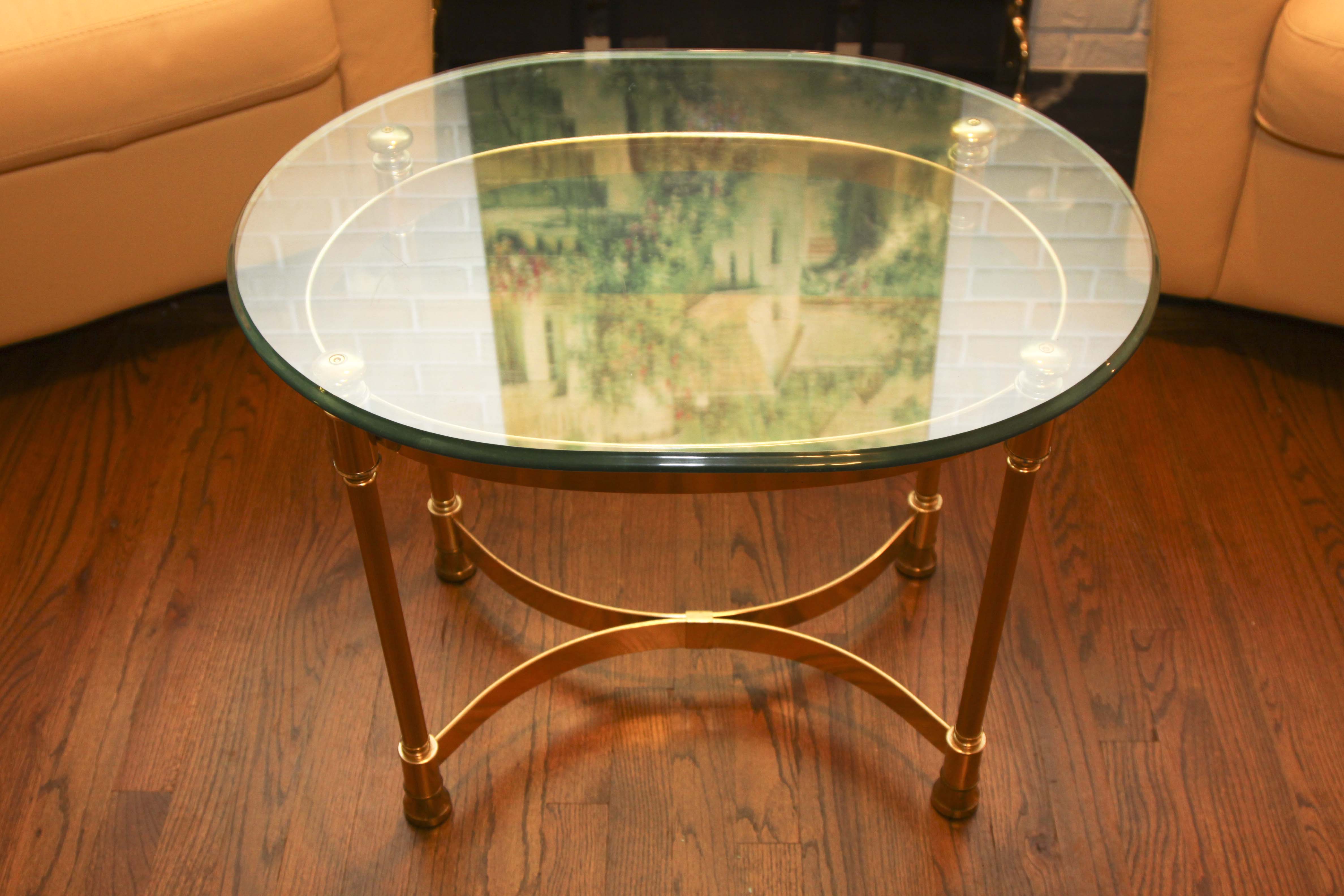 Oval Glass and Brass End Table EBTH