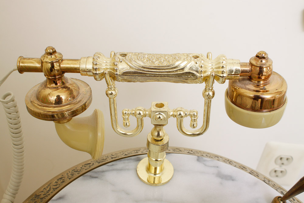 Marble Top Telephone Stand with Builtin Telephone EBTH