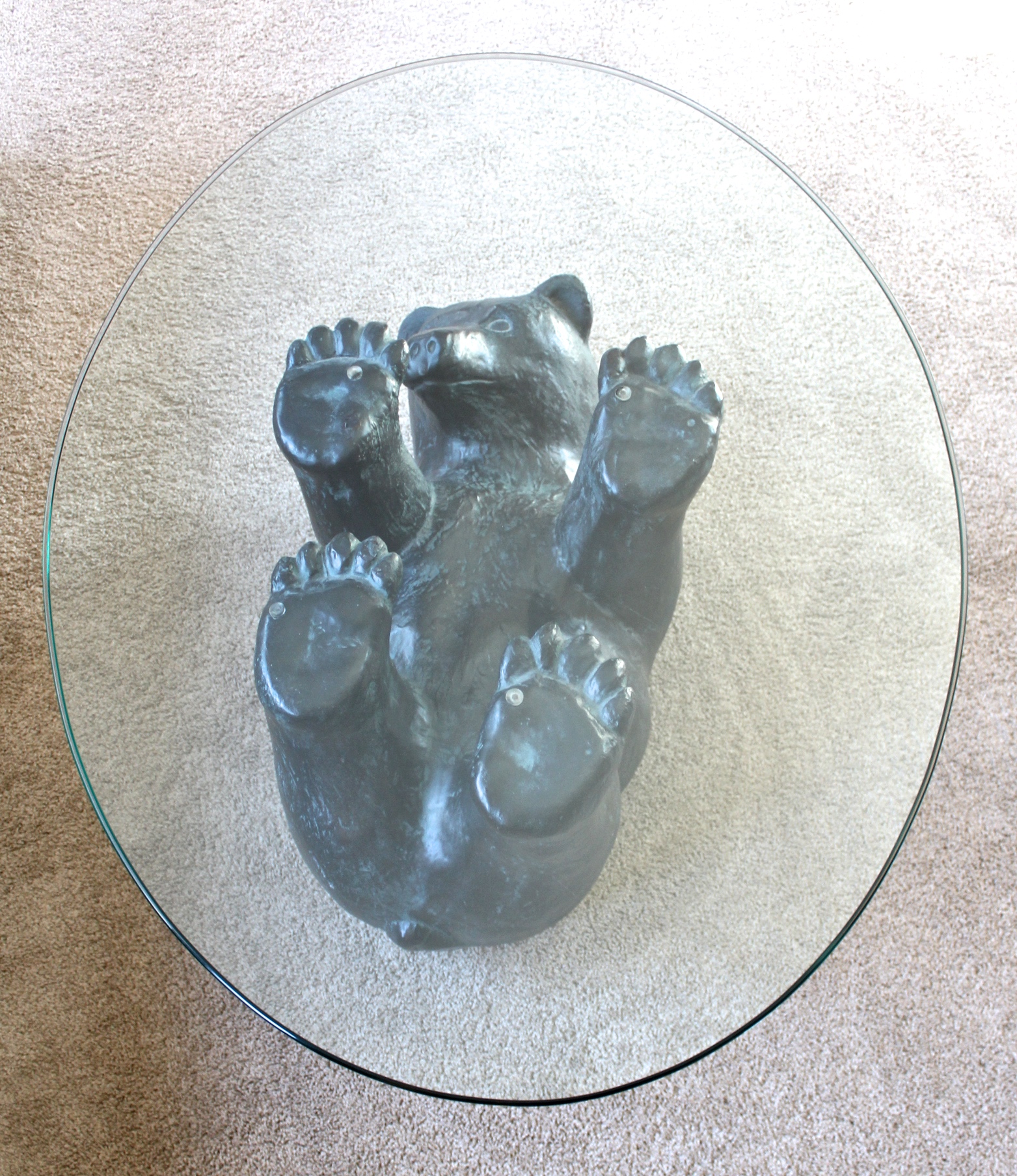 Glass Top Bear Coffee Table EBTH