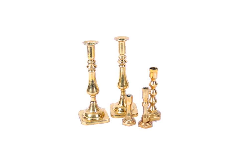 A Collection of Brass Candlesticks EBTH