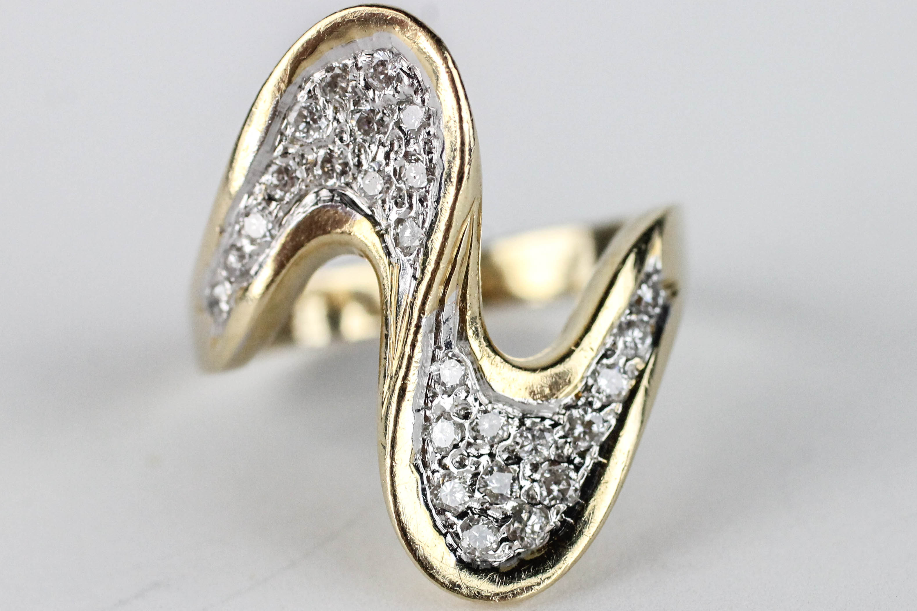 14K Yellow Gold Diamond Cocktail Ring EBTH