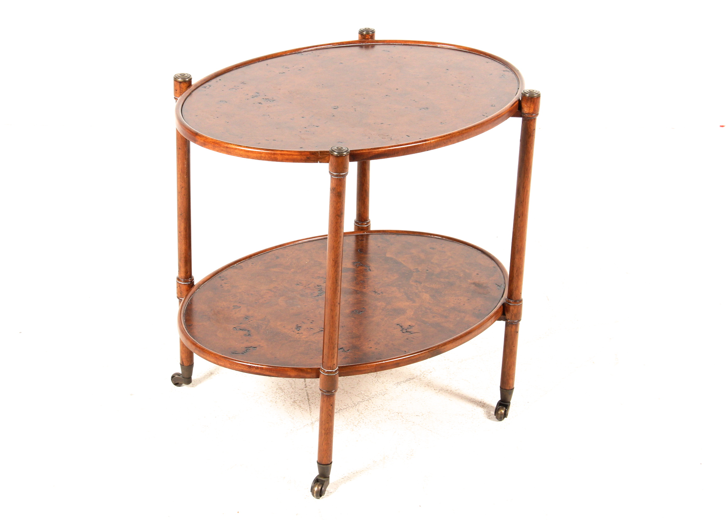 Oval Burl Wood Veneer Side Table EBTH