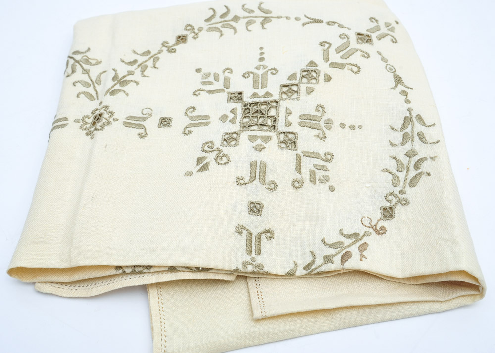 Vintage Hand Embroidered Tablecloth and Napkins EBTH