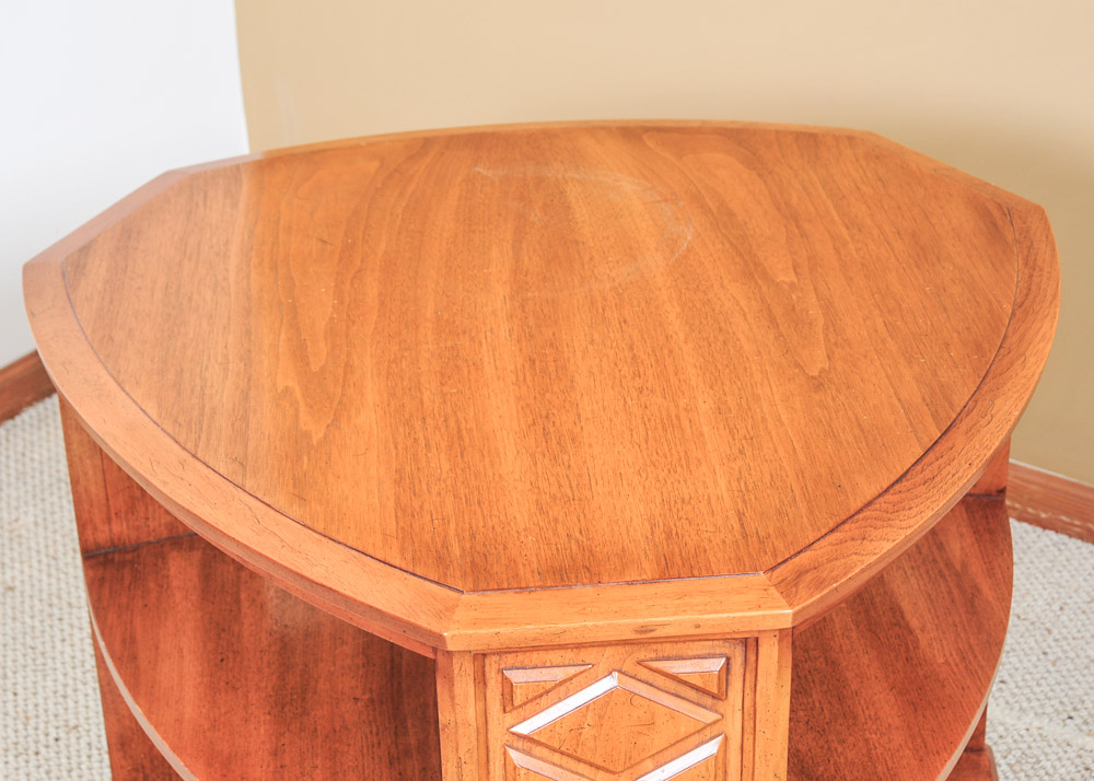 Vintage Solid Oak Triangular Side Table EBTH