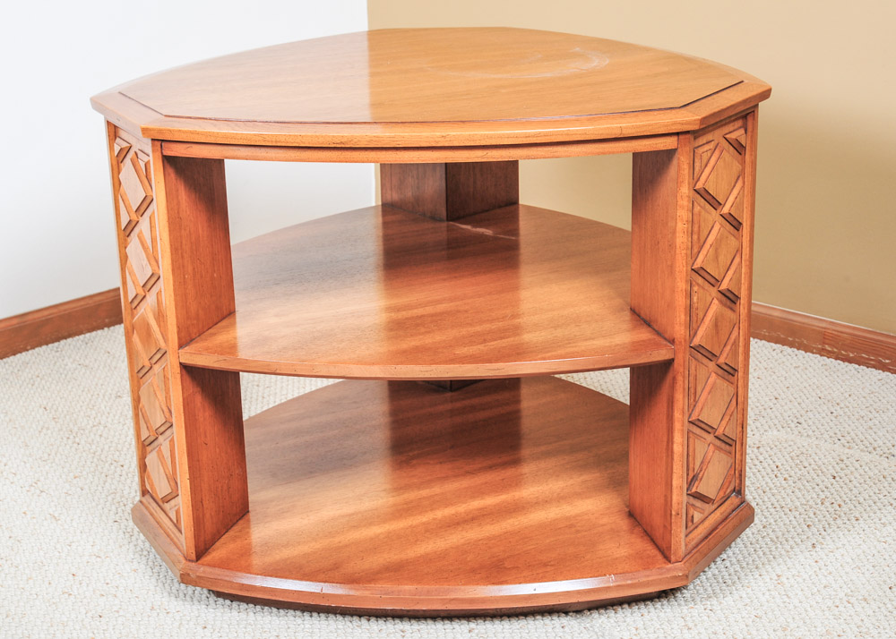 Vintage Solid Oak Triangular Side Table EBTH