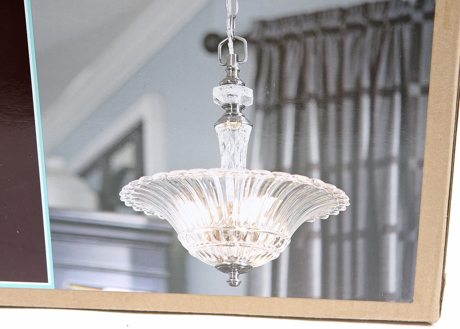 Pewter and Crystal Glass Pendant Light Fixture EBTH