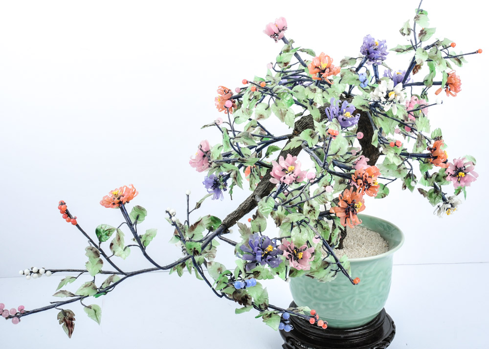 Pair of Japanese Glass Bonsai Trees EBTH