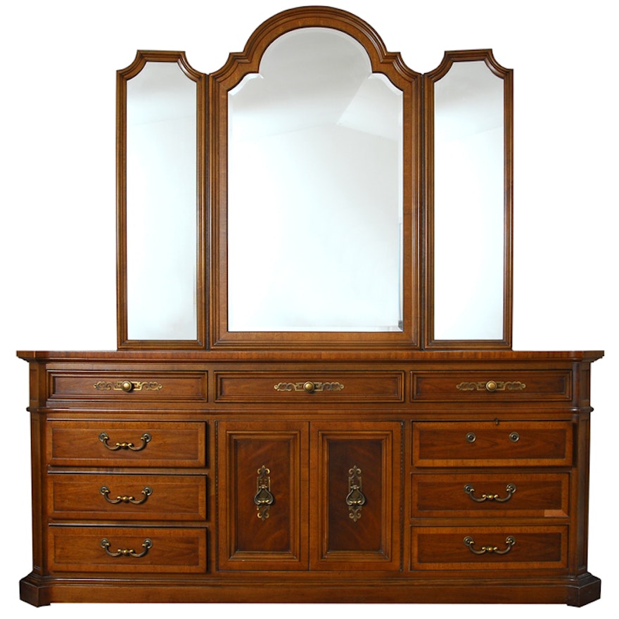 Unique Furniture Makers Dresser With Trifold Mirror Ebth