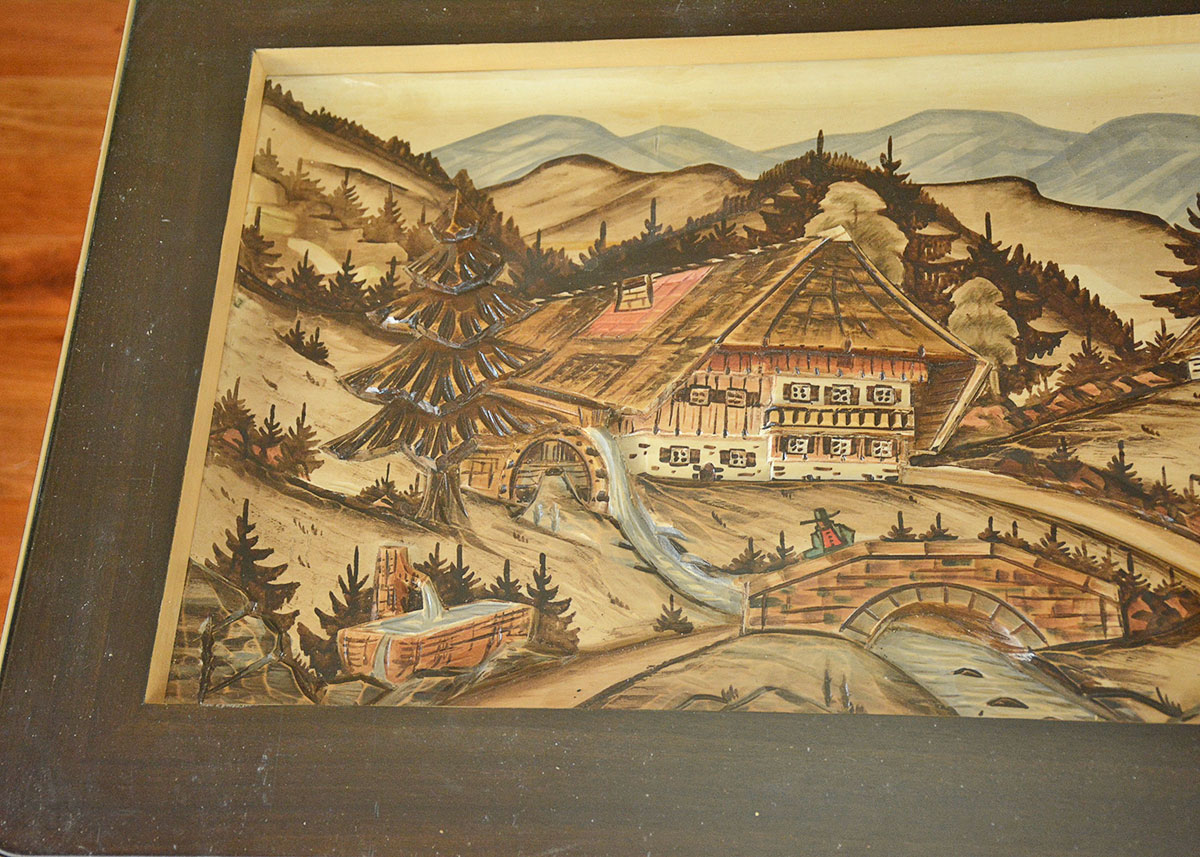 Vintage German Carved 3D Coffee Table EBTH