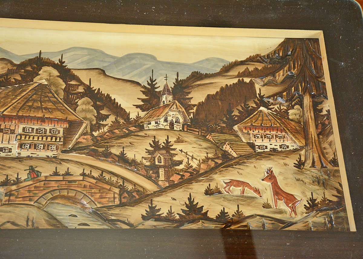 Vintage German Carved 3D Coffee Table EBTH