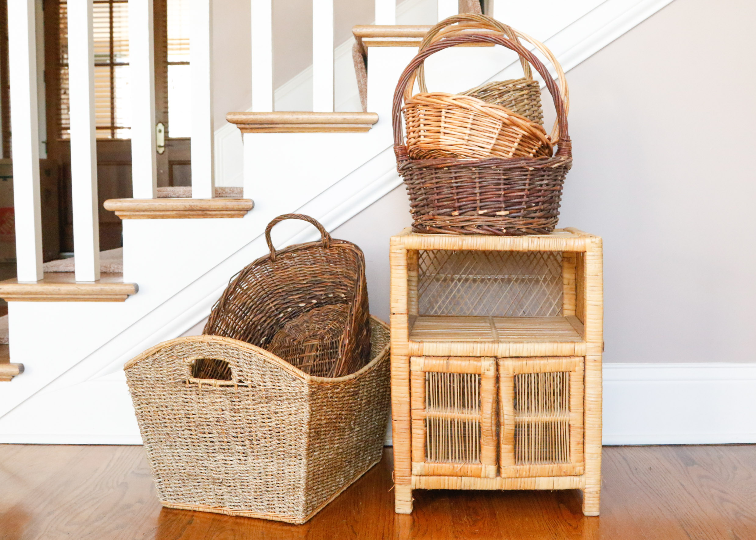 Wicker Side Table with Baskets EBTH