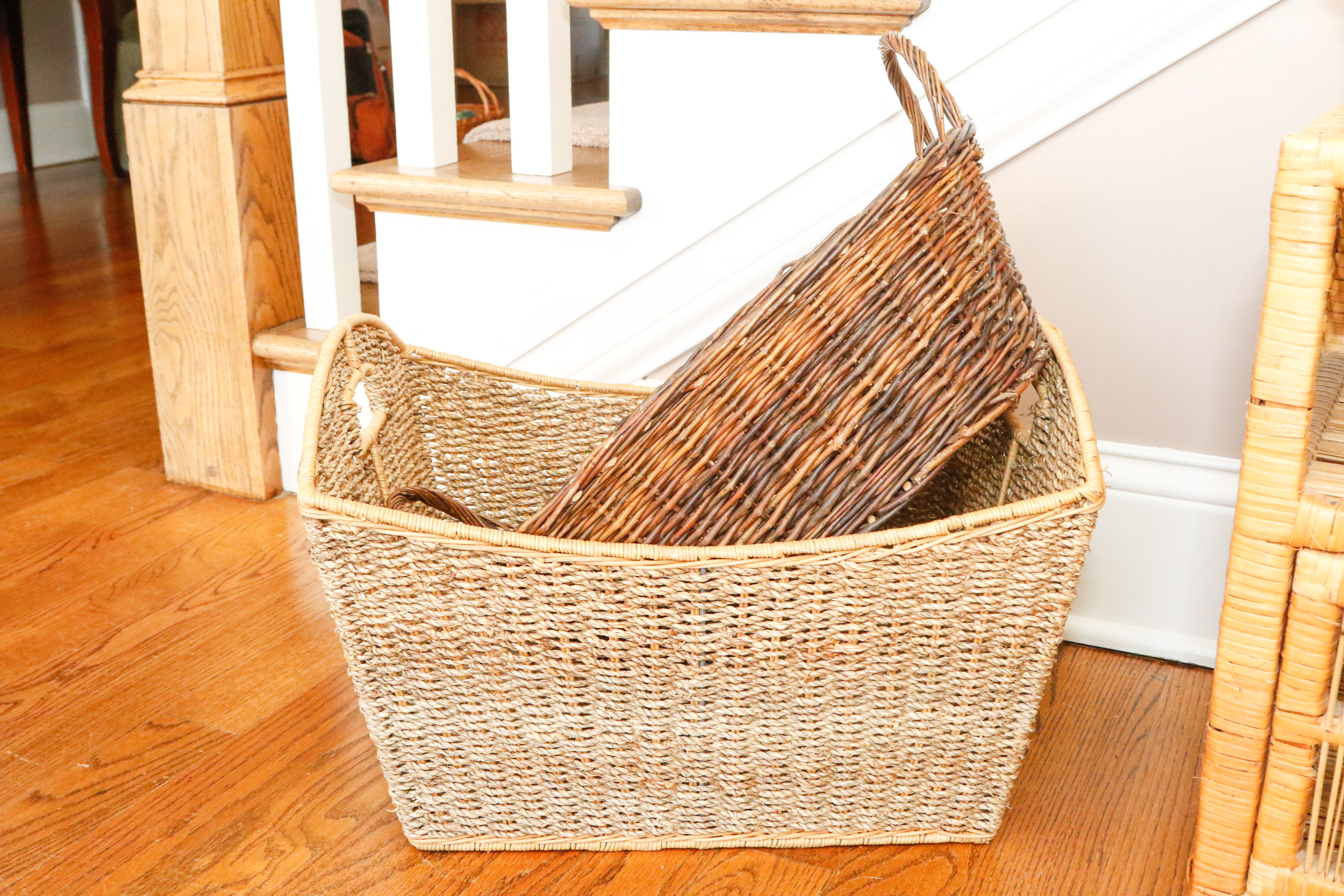 Wicker Side Table with Baskets EBTH