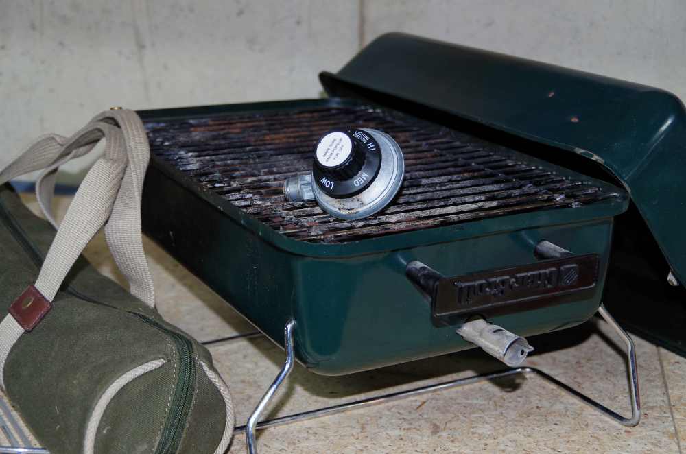 Tabletop Coleman Grill and Brookstone Heritage BBQ Tools EBTH