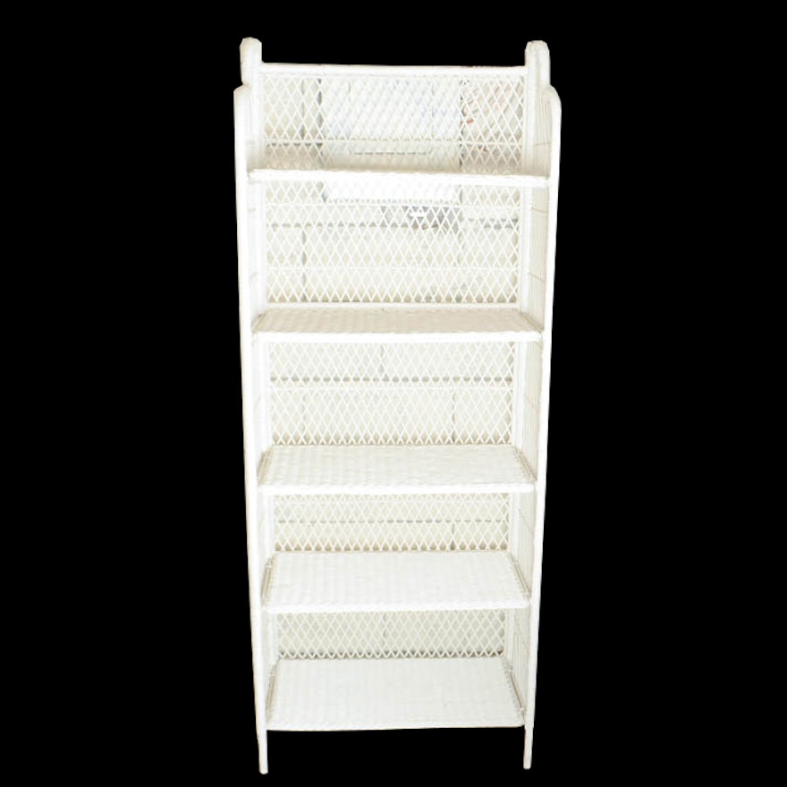White Wicker Bookshelf Ebth