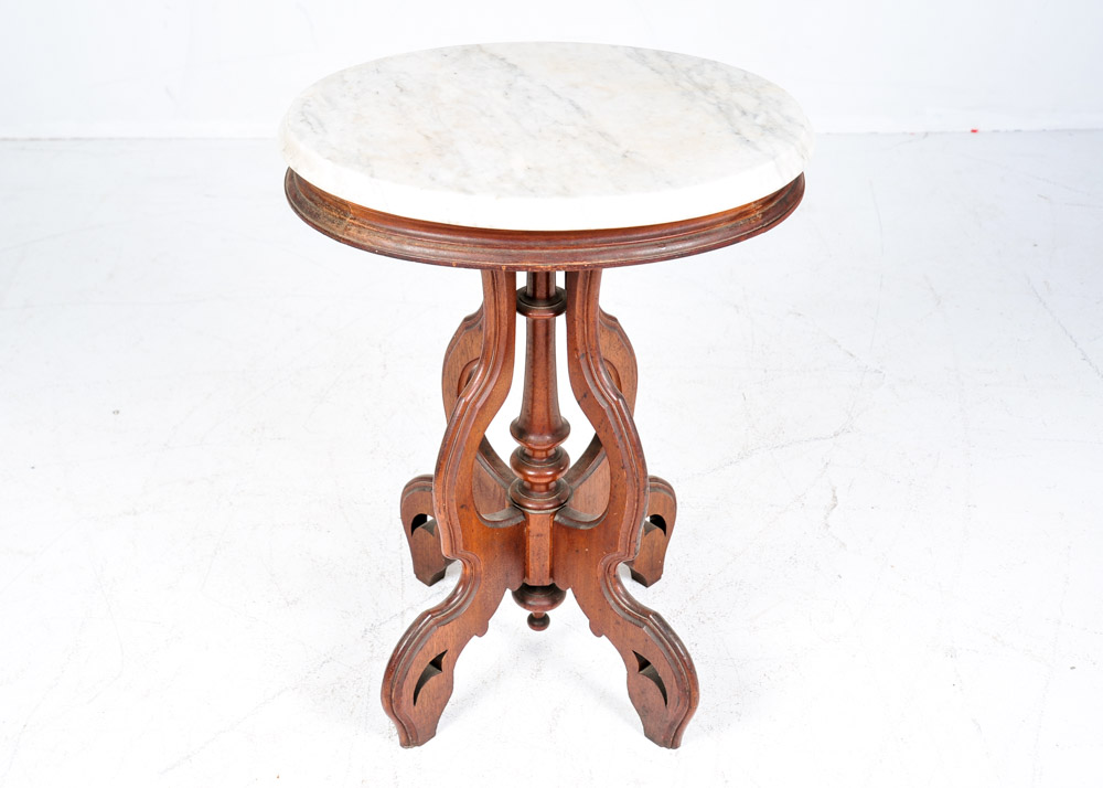 Antique Victorian White Marble Top Pedestal Table EBTH