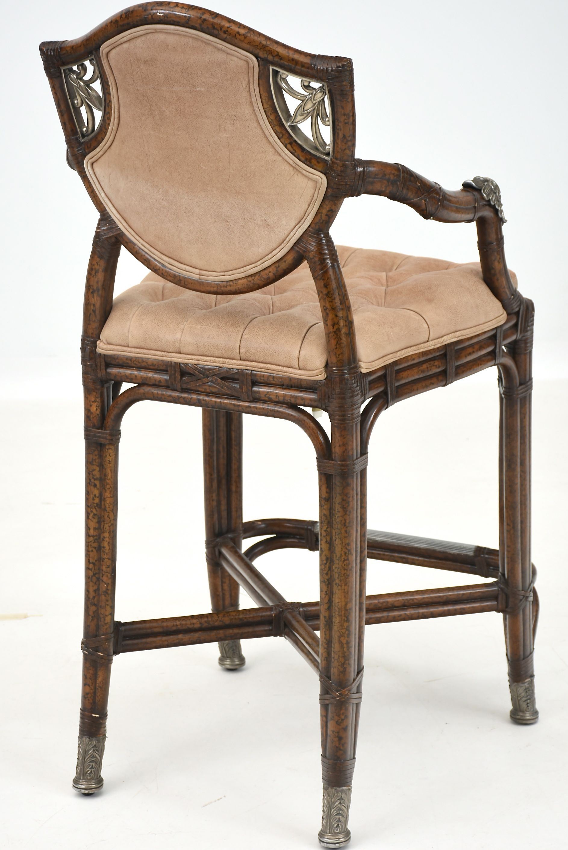 Six Faux Bamboo Bar Height Arm Chairs EBTH