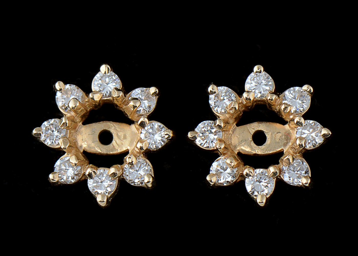 Pair of 14K Yellow Gold and Diamond Earring Jackets EBTH