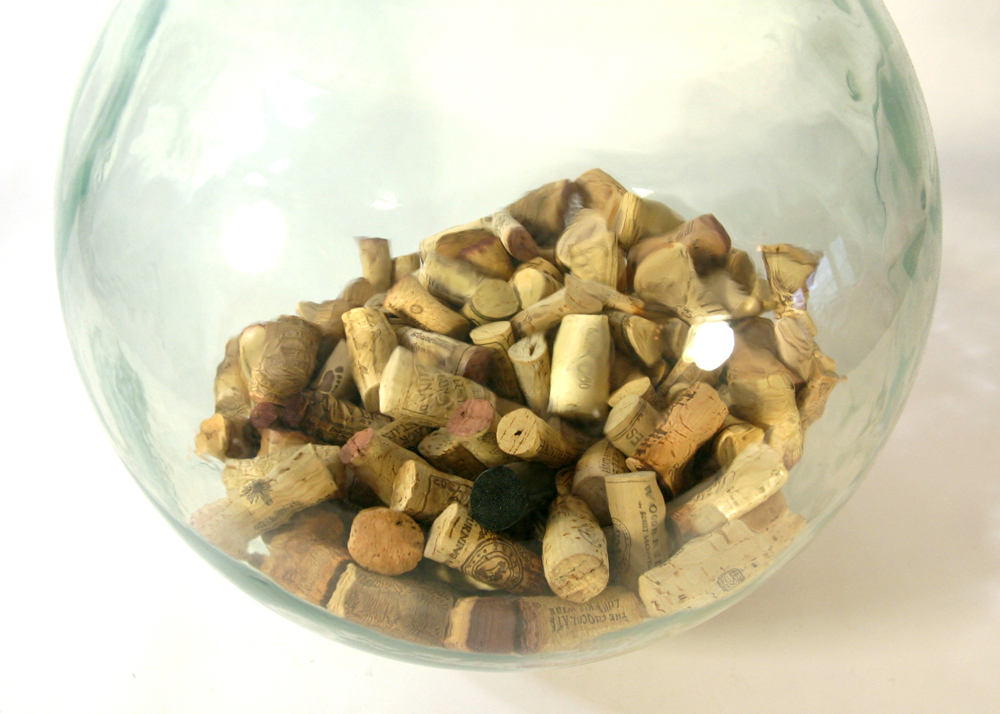 Glass Floor Vase with Wine Corks EBTH