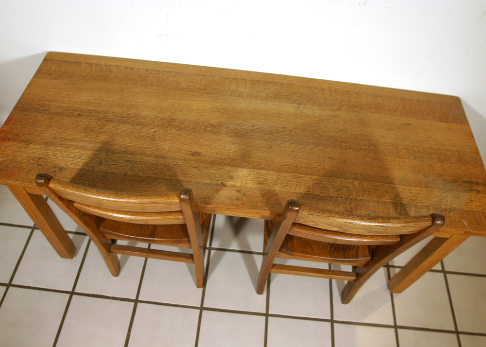 Child's Oak Table and Two Chairs EBTH