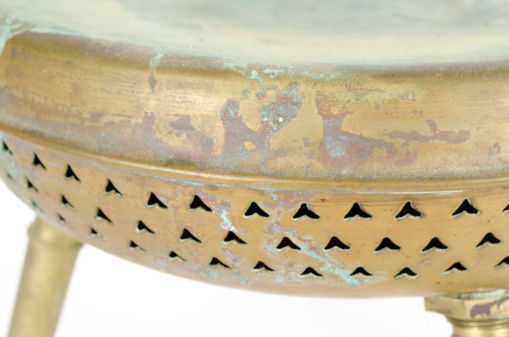 Pierced Brass Foot Warmer Stool EBTH