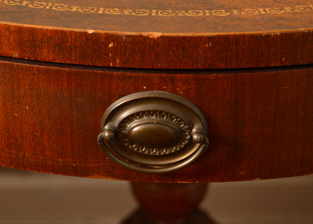 Leather Top Mahogany Duncan Phyfe Style Drum Table EBTH