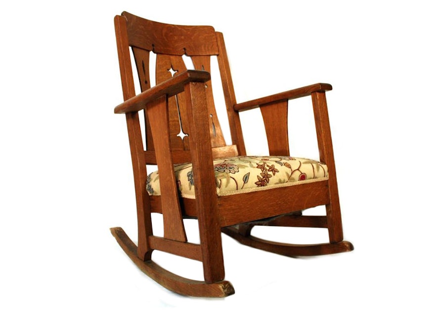 Mission Style Oak Rocking Chair Ebth