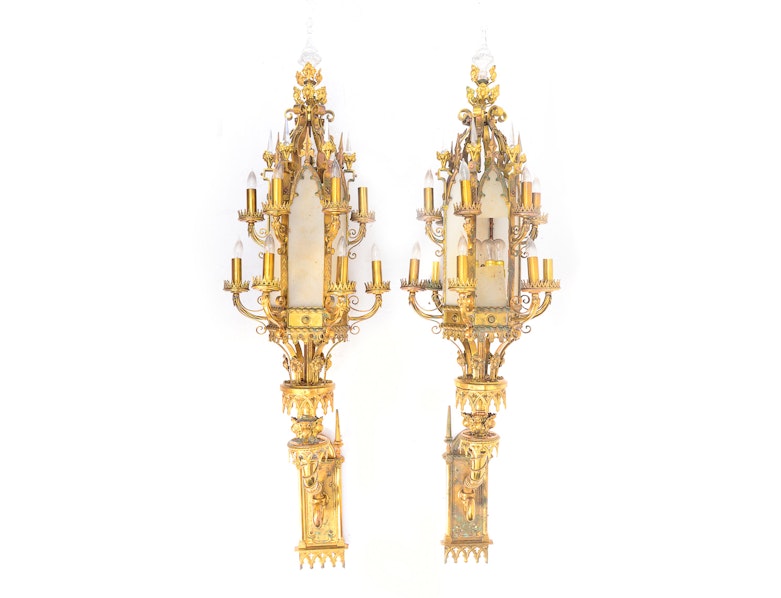 Pair of Black and Gold Candle Wall Sconces EBTH Pair of Black and Gold Candle Wall Sconces EBTH