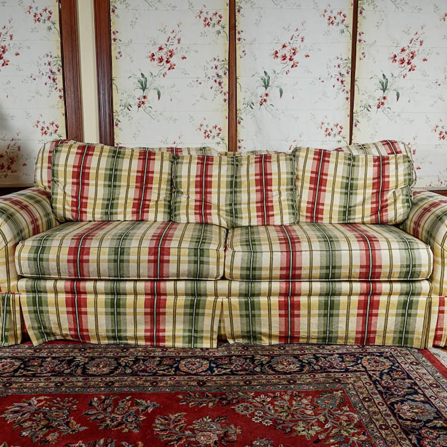 Colorful Striped Plaid Couch In Red Green And Yellow Ebth Colorful Striped Plaid Couch In Red Green And Yellow