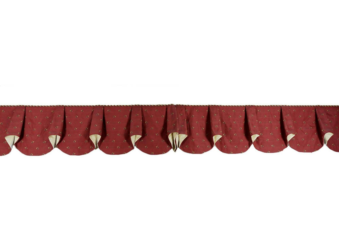 Four Ruffled Red Valances with Yellow Flower Accents : EBTH