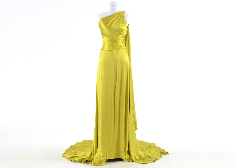 chartreuse evening gown