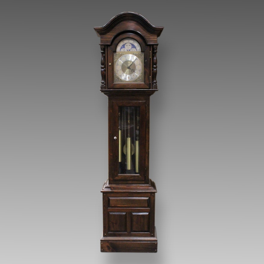 Ethan Allen Federal Style Walnut Grandfather Clock Ebth