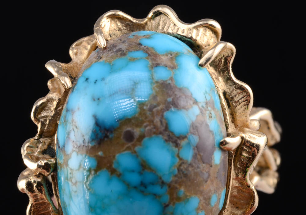 Vintage Turquoise Brutalist Ring