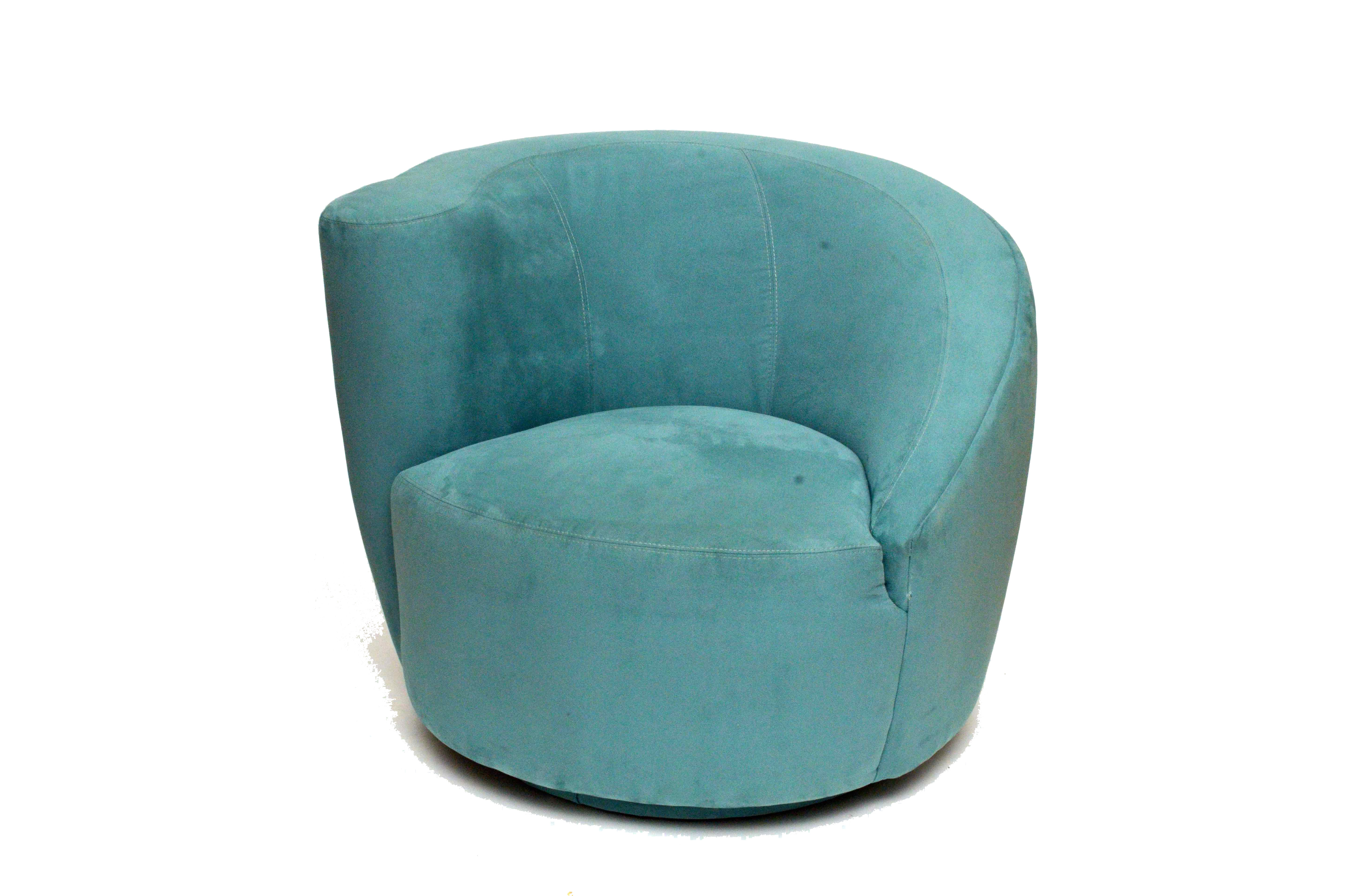 Teal Ultra Suede Upholstered Swivel Chair EBTH