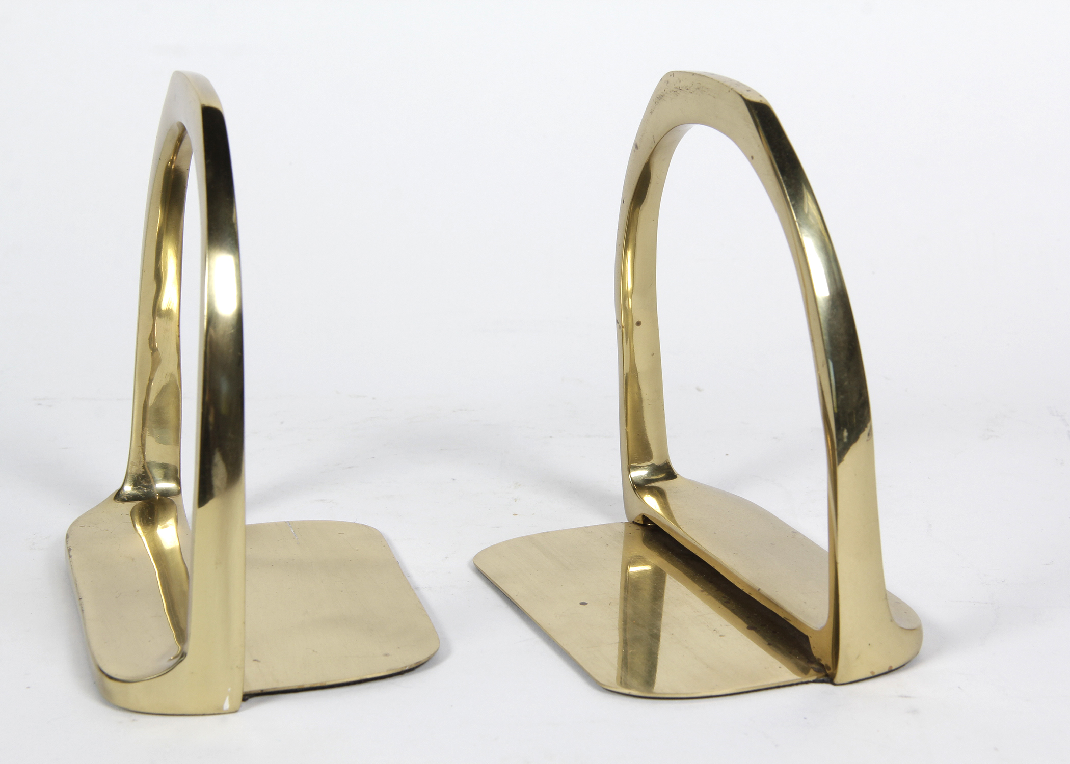 Pair of Vintage Brass Modernist Stirrup Bookends EBTH