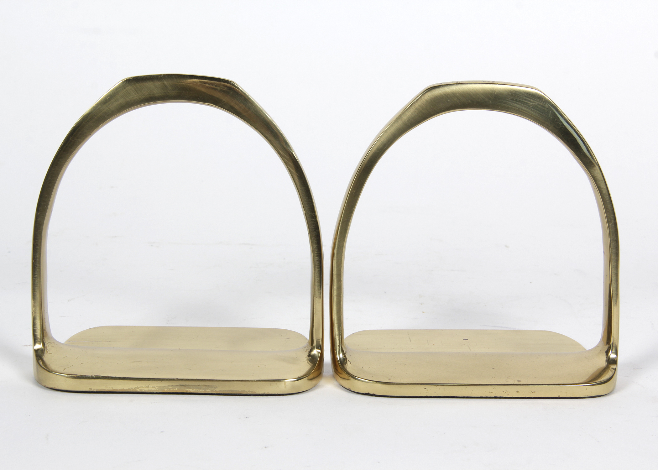 Pair of Vintage Brass Modernist Stirrup Bookends EBTH