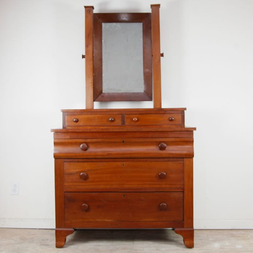 Antique Cherry Dresser With Mirror Antique Cherry Dresser With Mirror